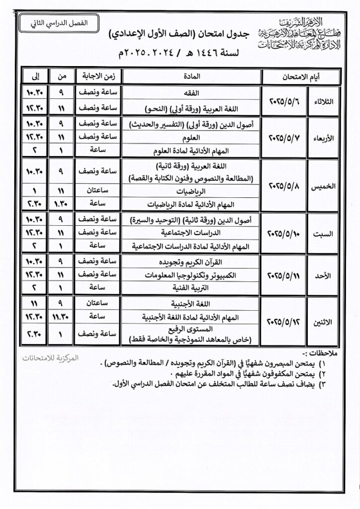 الصف الأول الإعدادي