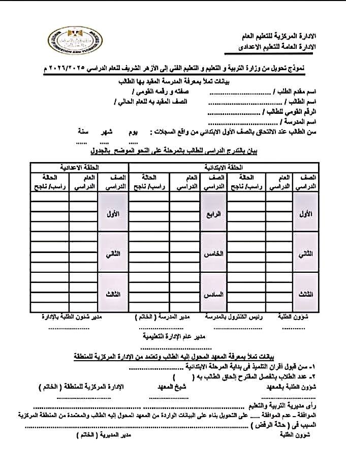 نموذج تحويل من التعليم