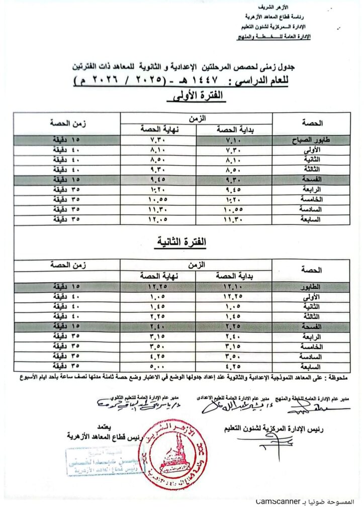 الاعدادى الثانوى فترتين