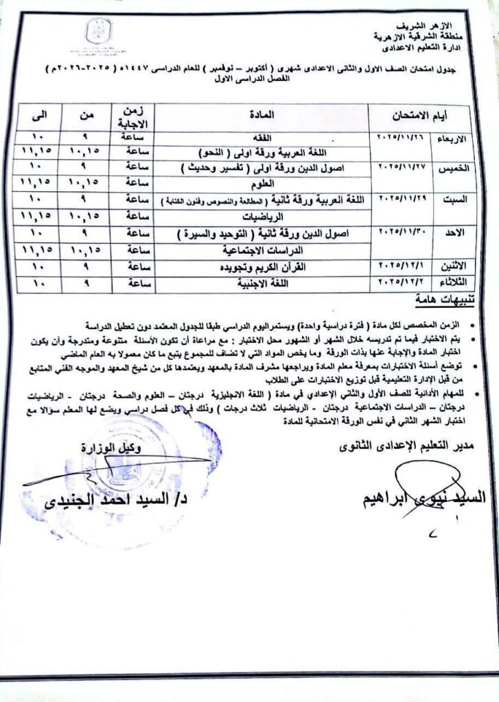 الاول والثانى الاعدادى
