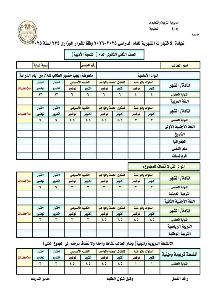 شهادة الثانوى الادبى