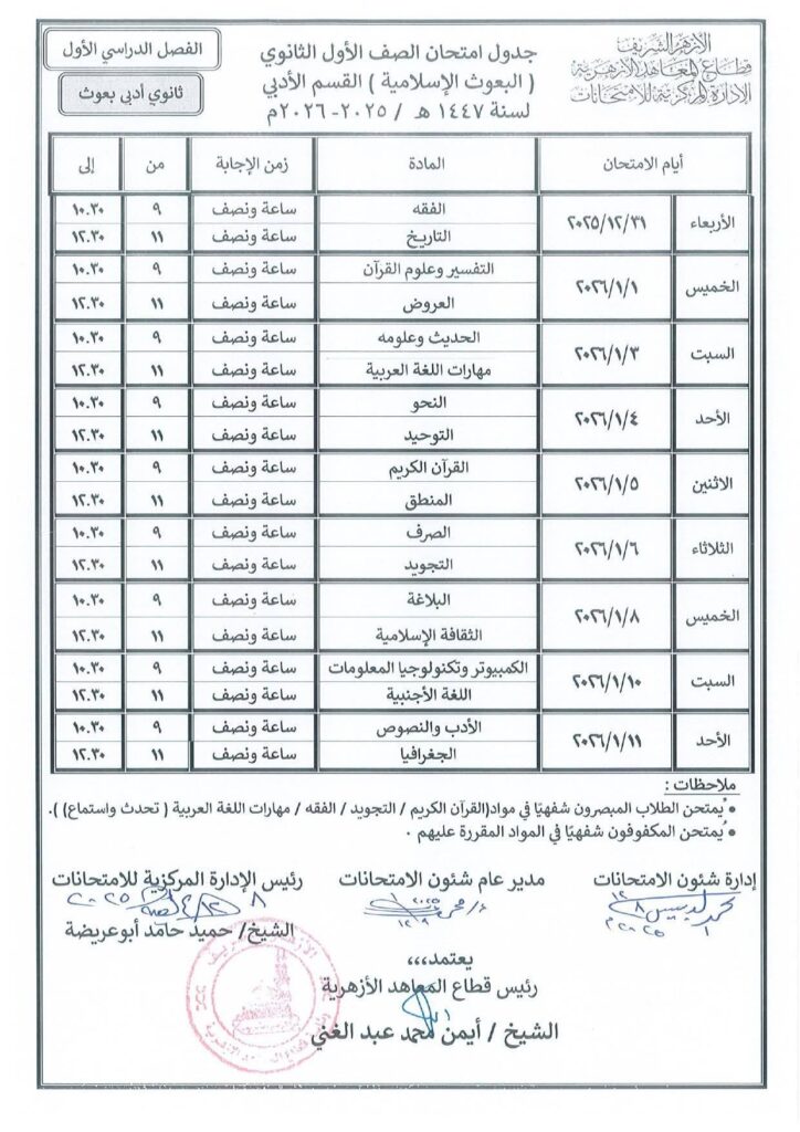 الاول الثانوى علمى بعوث