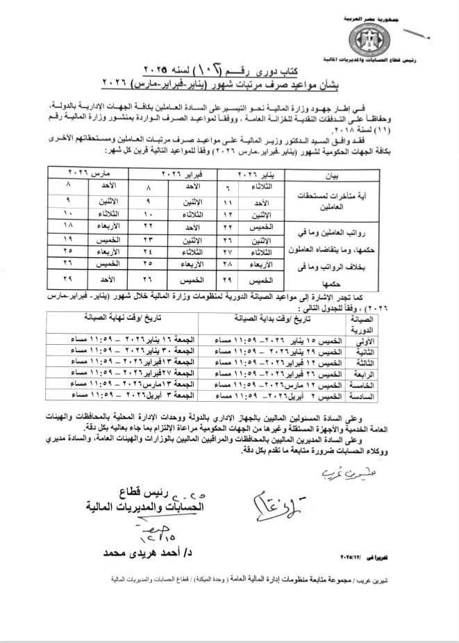 مرتبات يناير وفراير ومارس