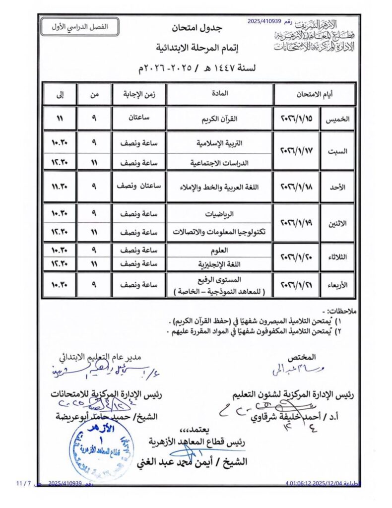 الشهادة الابتدائية